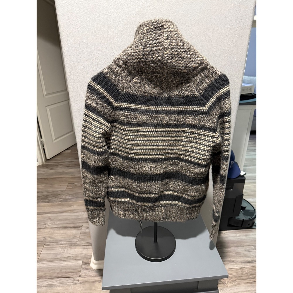 Wilfred Free Aritzia Shawl Collar Zip Cardigan Sweater Grey Striped Alpaca Wool - Picture 7 of 11